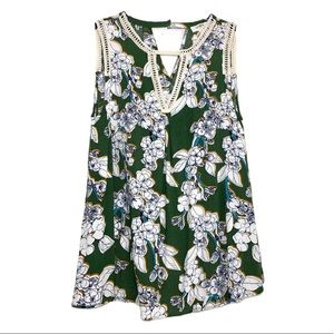 Umgee | Moss Green Floral Print Sleeveless Top